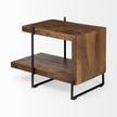 Mercana Maddox Medium Brown Wood w/ Black Metal End/Side Table
