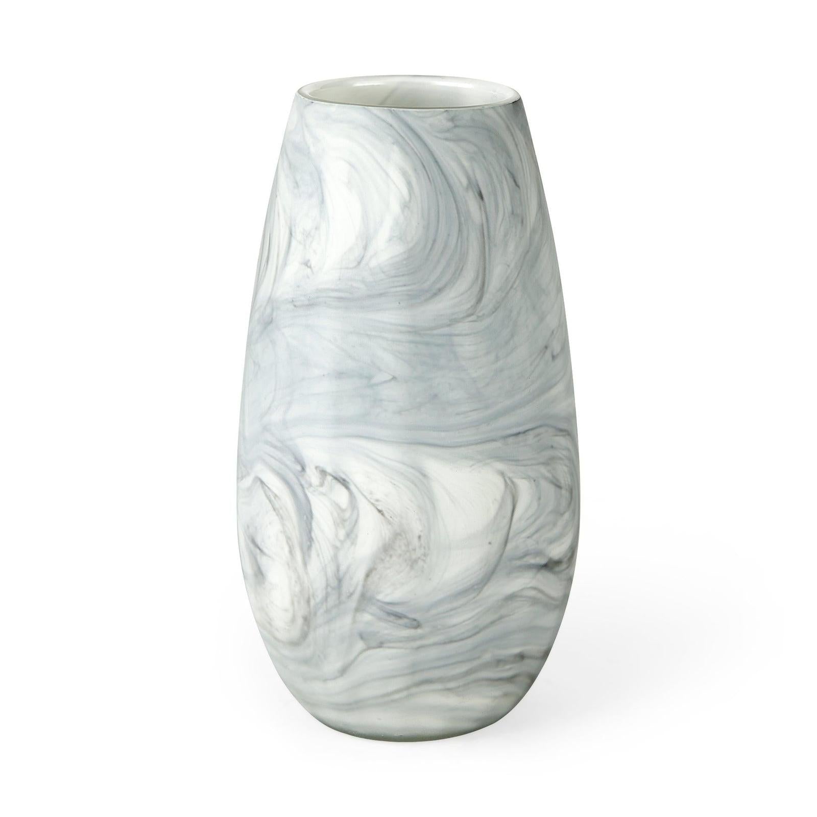 Mercana Volta Gray Cream Glass Abstract Pattern Vase Clearance