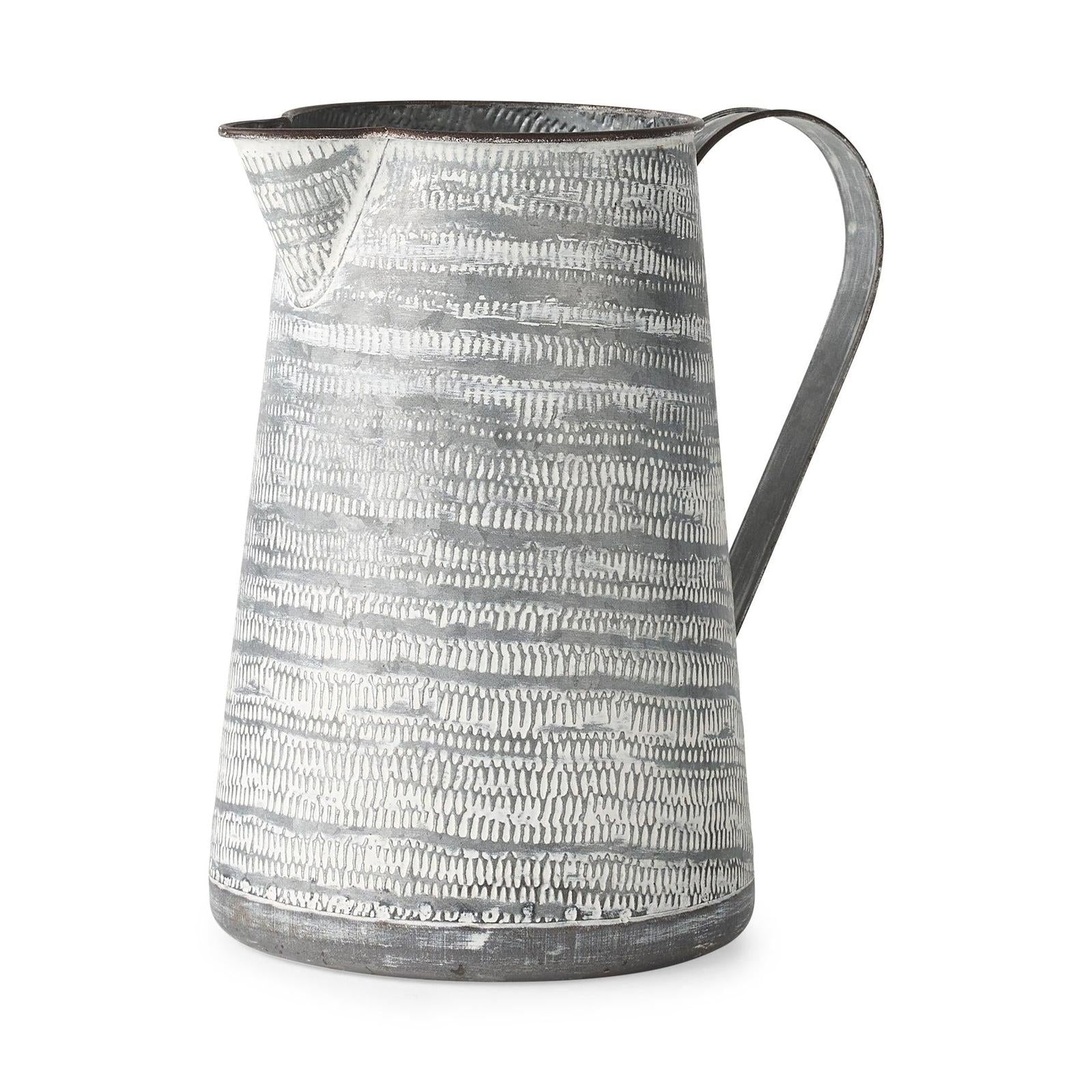 Mercana Serena Small Gray/White Textured Metal Jug Clearance