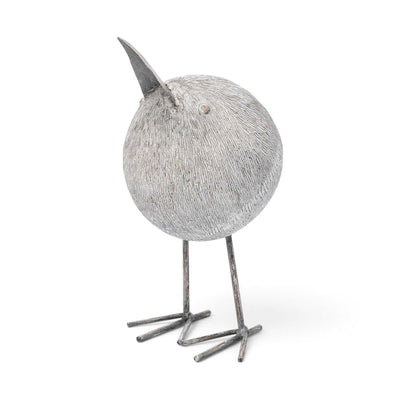 Mercana Snipe Off-White Resin Bird Ornament W/ Metal Feet
