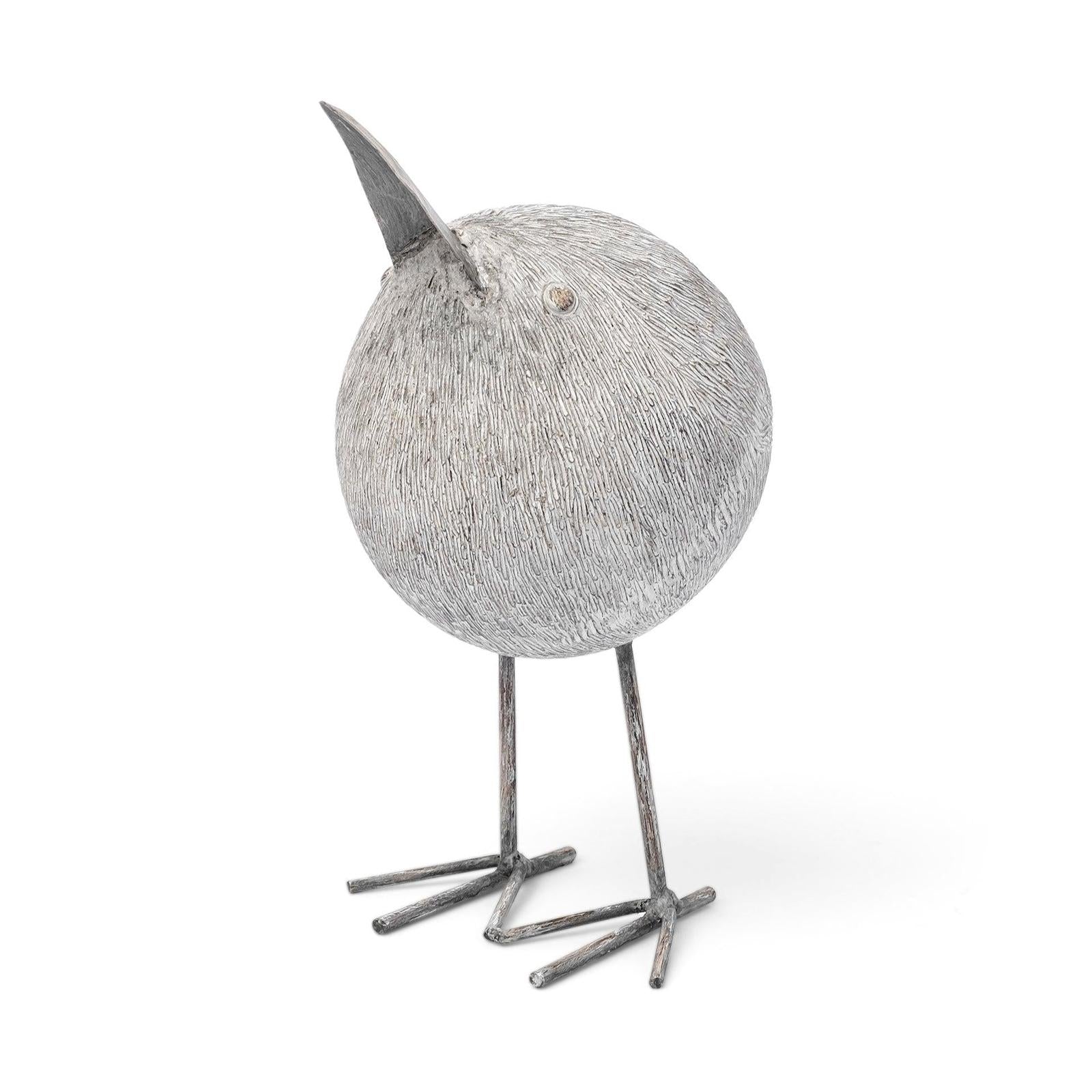 Mercana Snipe Off-White Resin Bird Ornament W/ Metal Feet