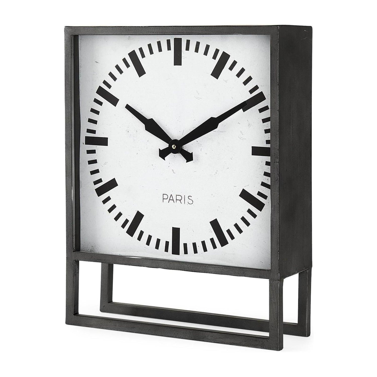 Mercana Felix Gray Metal Square Table Clock Clearance
