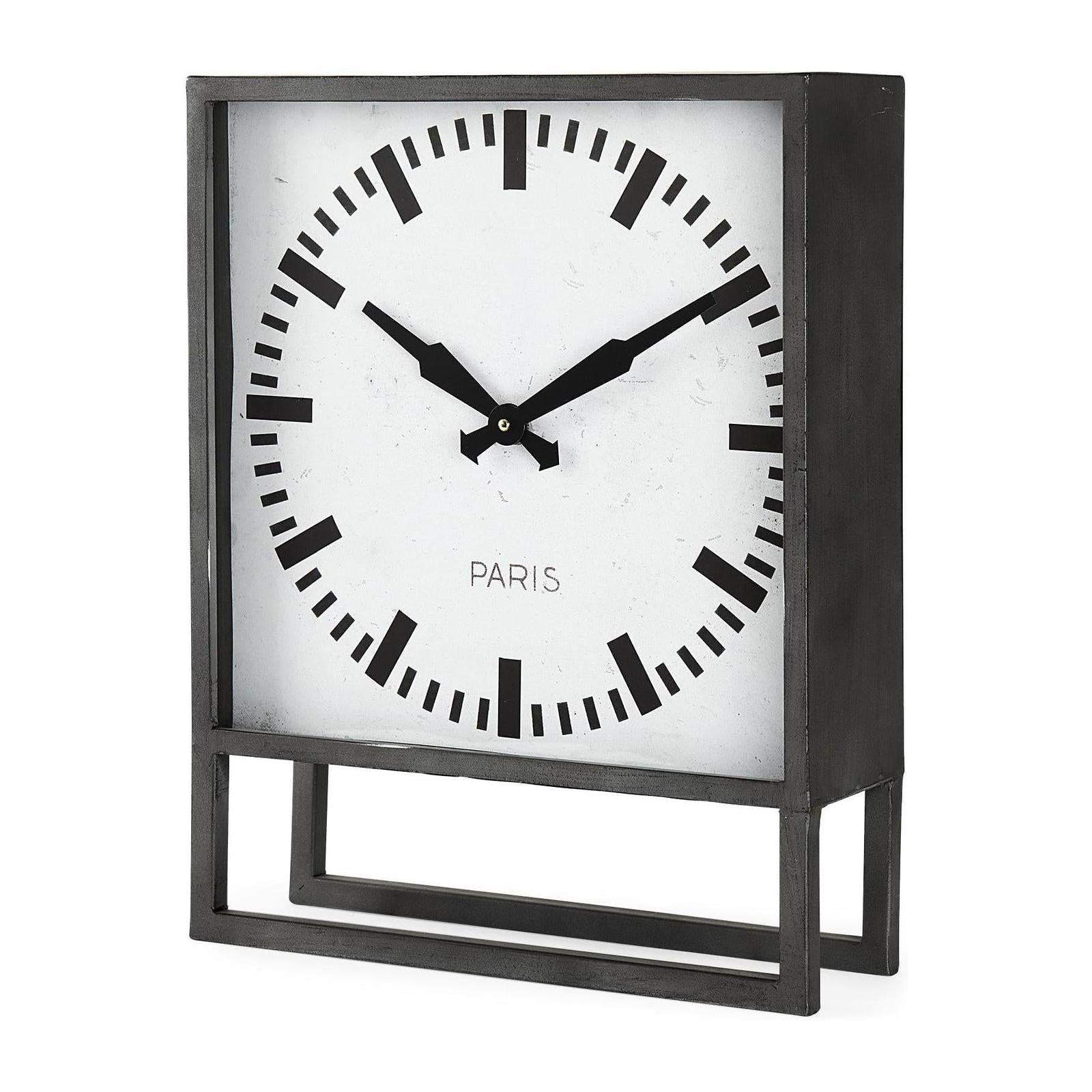 Mercana Felix Gray Metal Square Table Clock Clearance