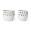 Mercana Larissa White Ceramic Hollow Pattern Vases-Set of 2 Clearance