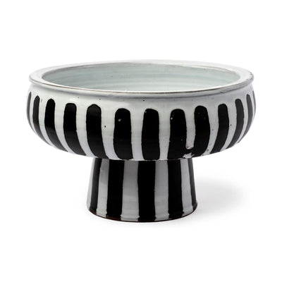 Mercana Lexington White Ceramic Striped Bowl