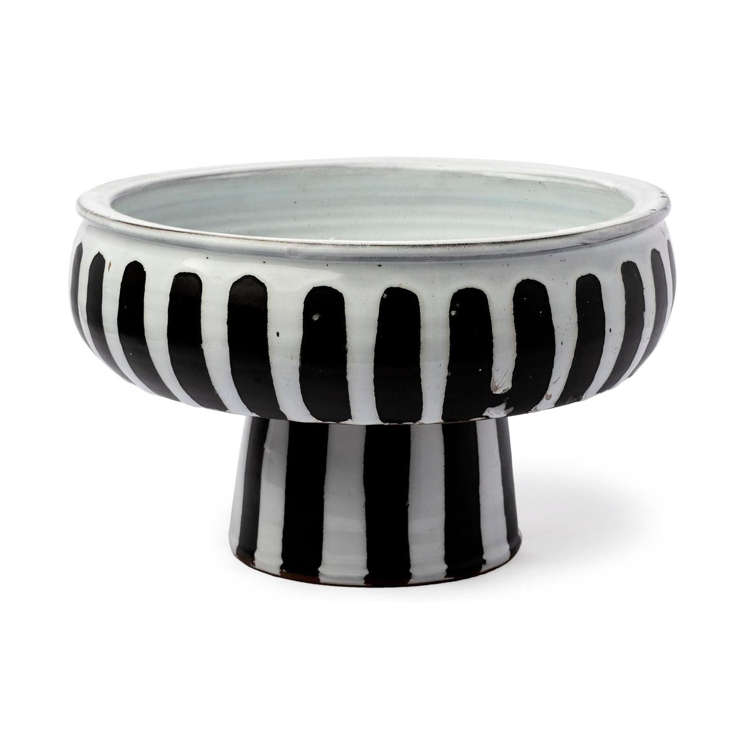 Mercana Lexington White Ceramic Striped Bowl
