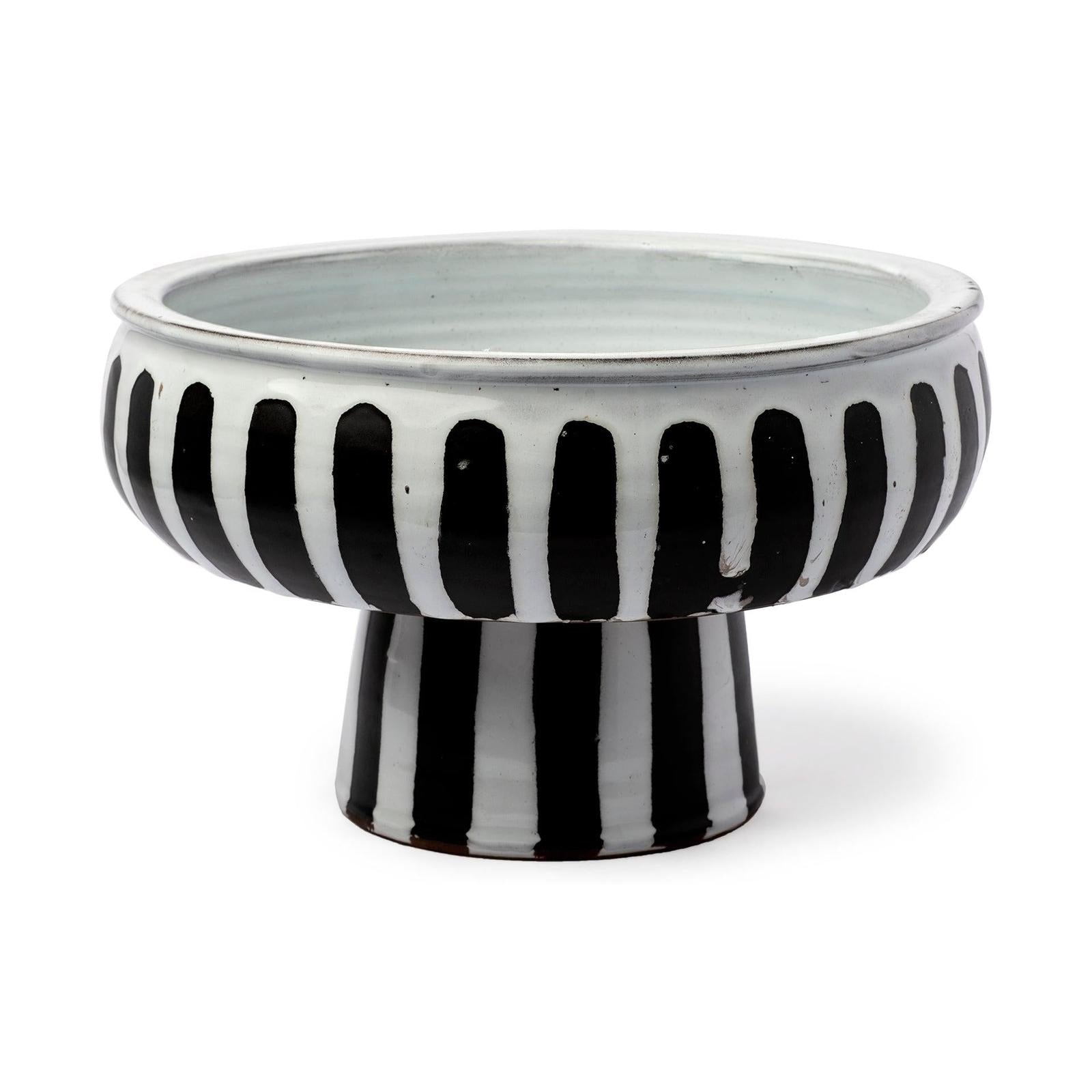 Mercana Lexington White Ceramic Striped Bowl
