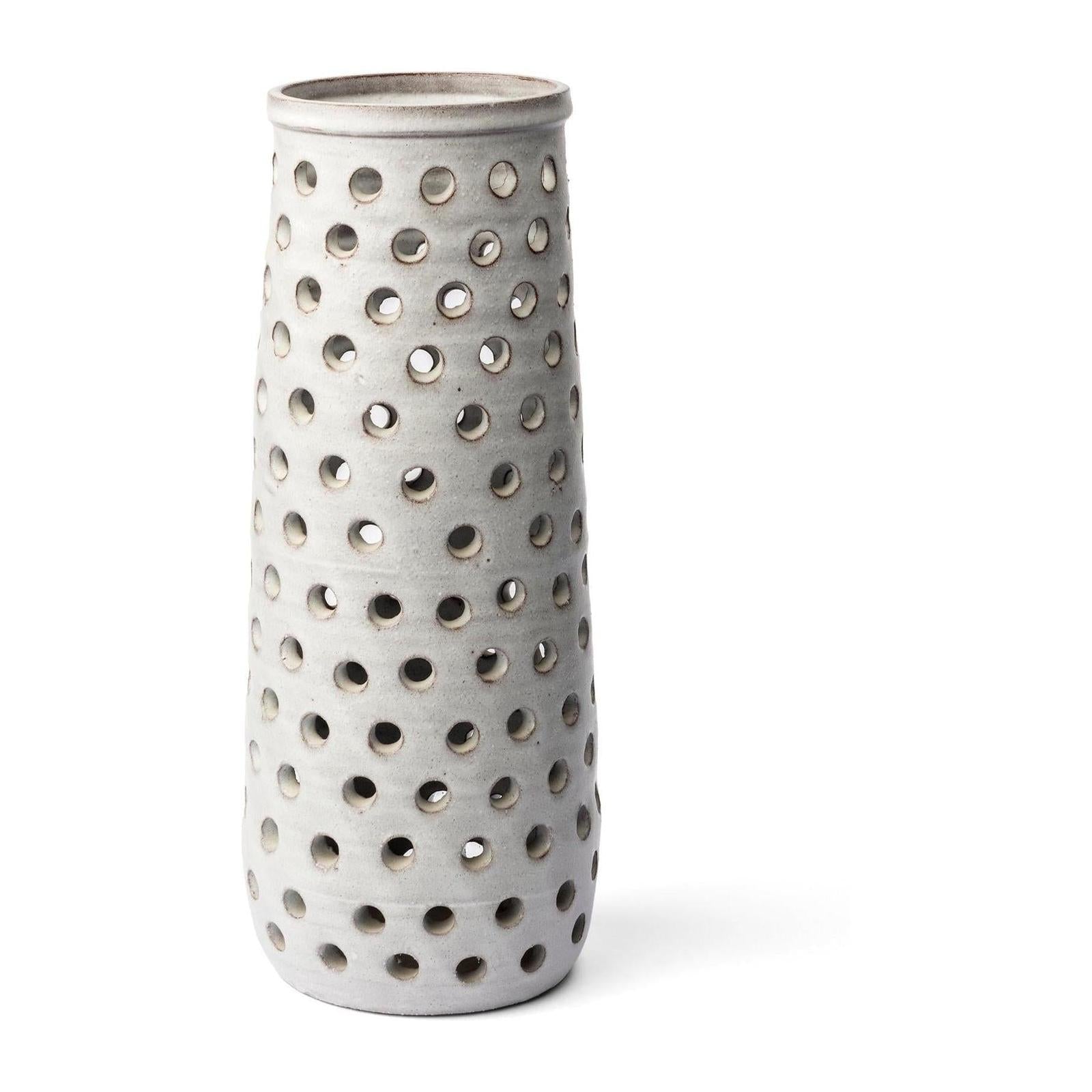Mercana Canasta Rustic White Ceramic Decorative Vase