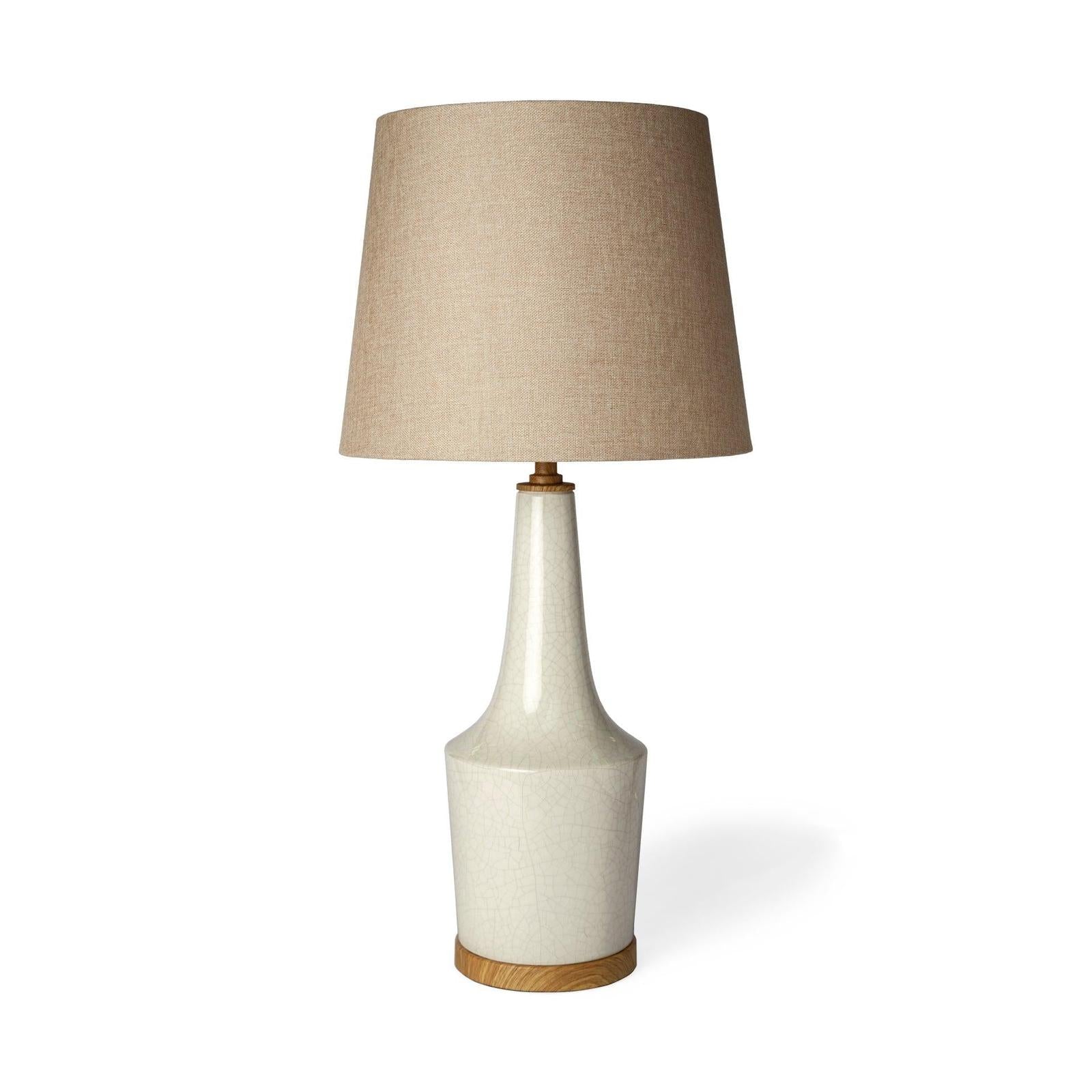 Mercana Rebecca White Crackled Ceramic Base Wood Accent Table Lamp