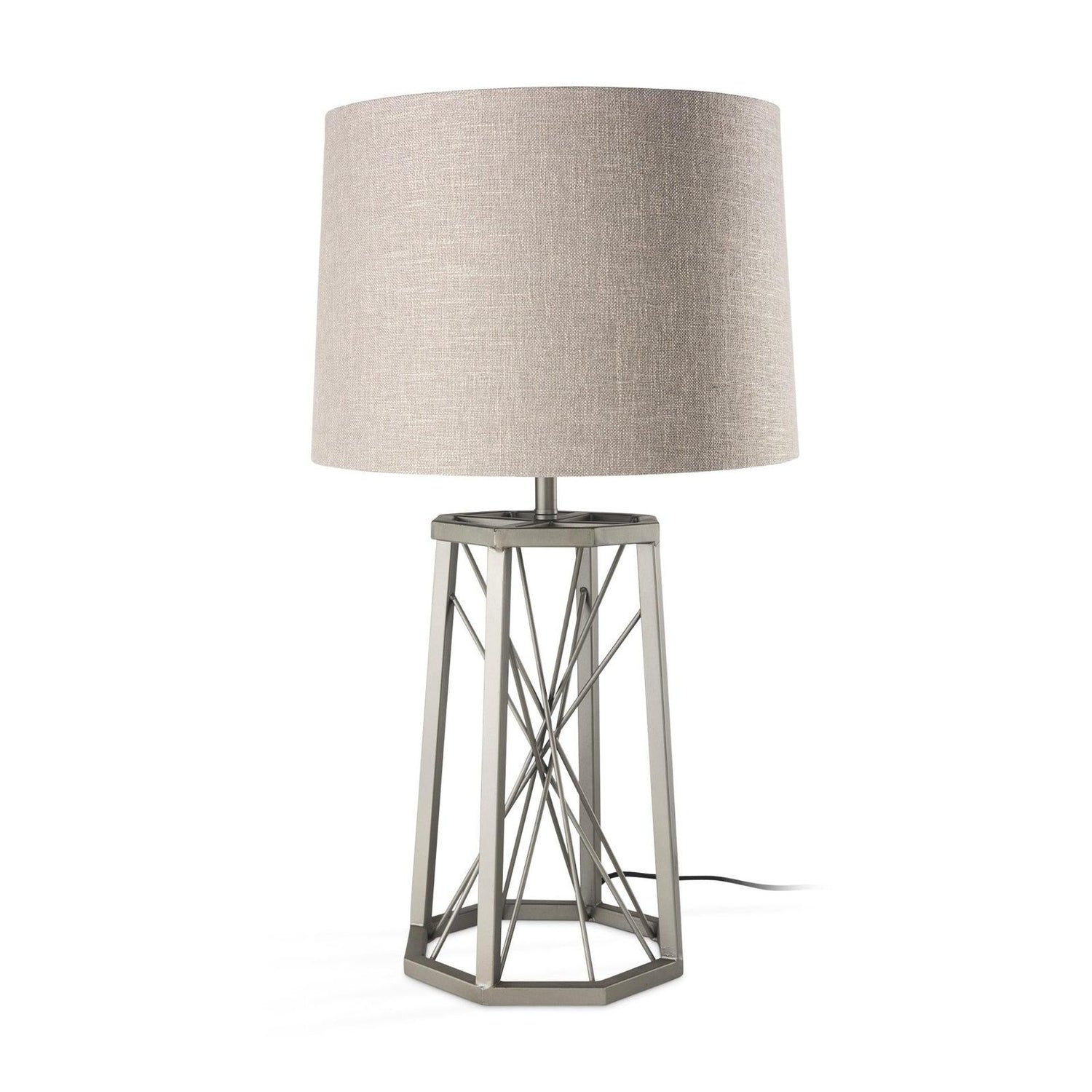 Mercana Raen Gray Metal Octagonal Base w/Beige Shade Table Lamp Clearance