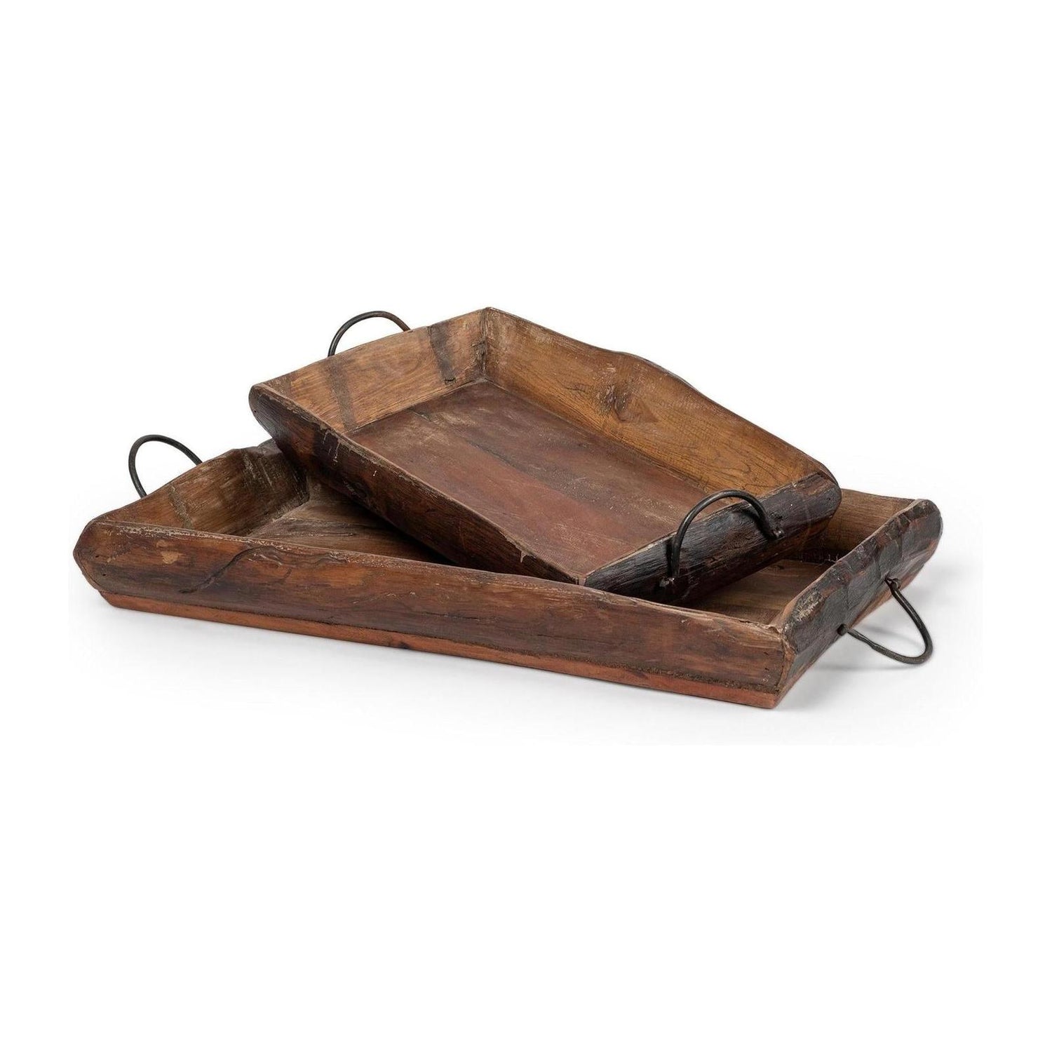 Mercana Durone Brown Wooden Live Edge Serving Trays- Set of 2
