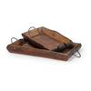 Mercana Durone Brown Wooden Live Edge Serving Trays- Set of 2