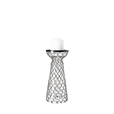 Mercana Shandra Small Glass w/Metal Wire Snakeskin Pattern Table Candle Holder Clearance