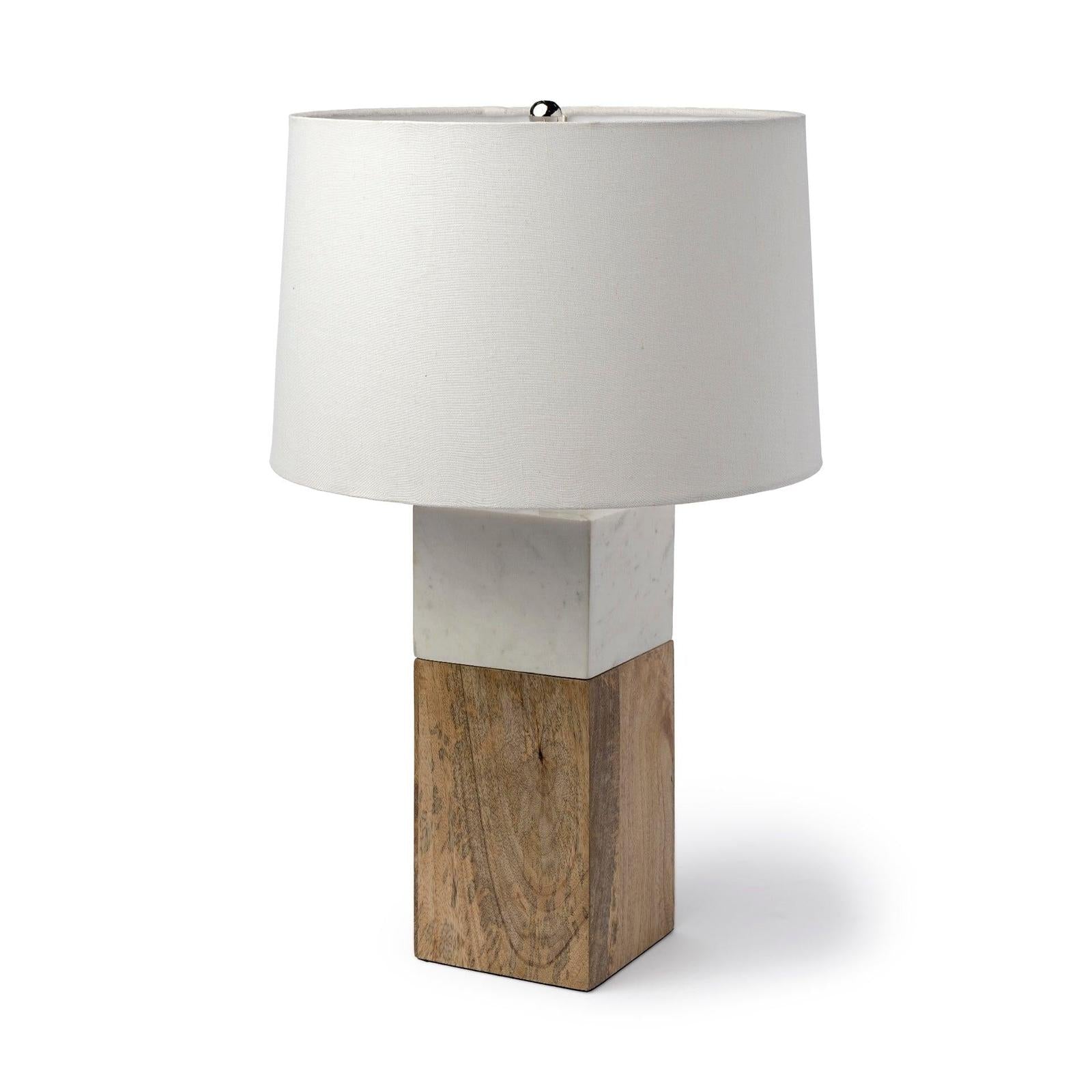Mercana Woodrow Light Brown Wood w/ White Accent Table Lamp Clearance