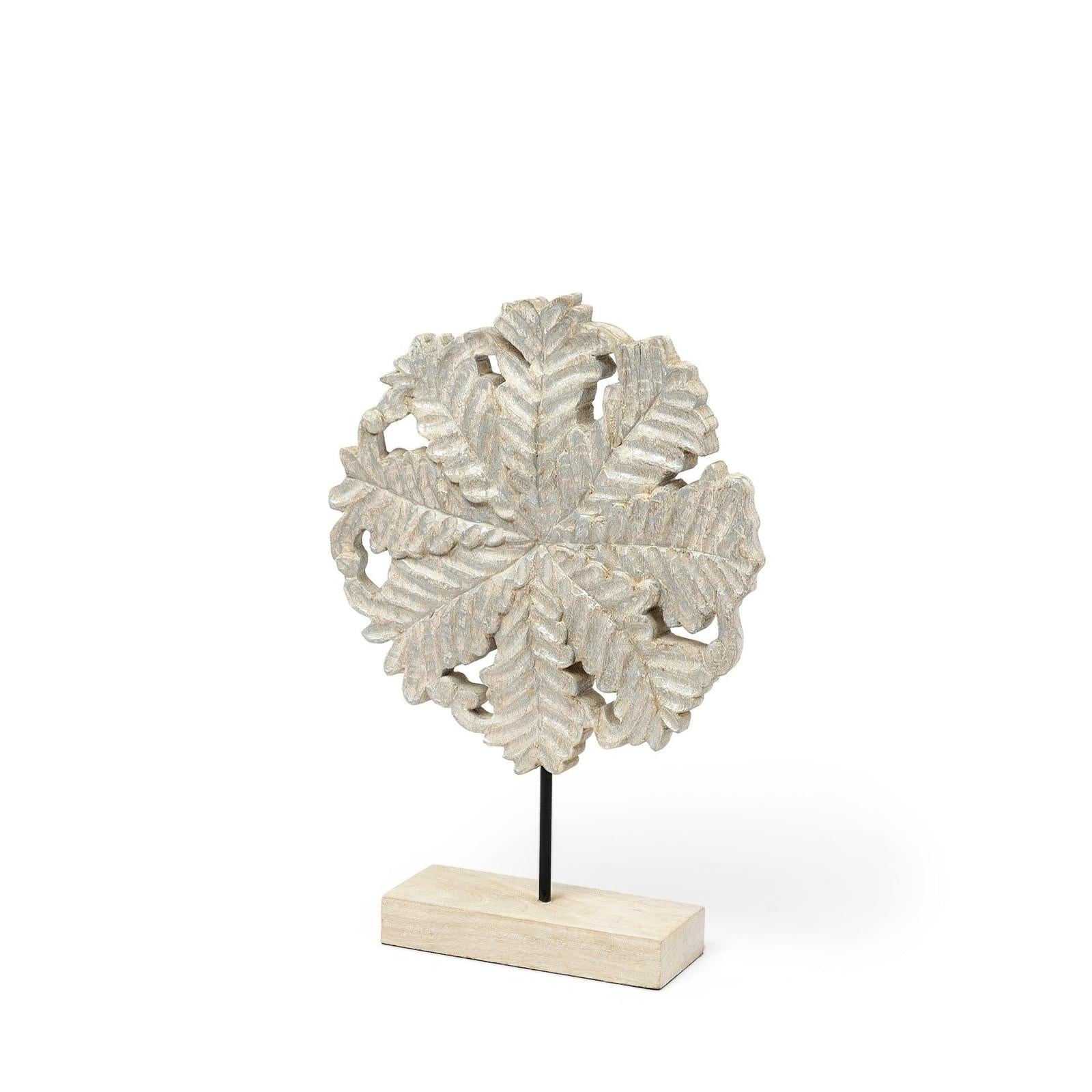 Mercana Kamara White Washed Wood W/Antiqued Silver Botanical Decorative Object Clearance