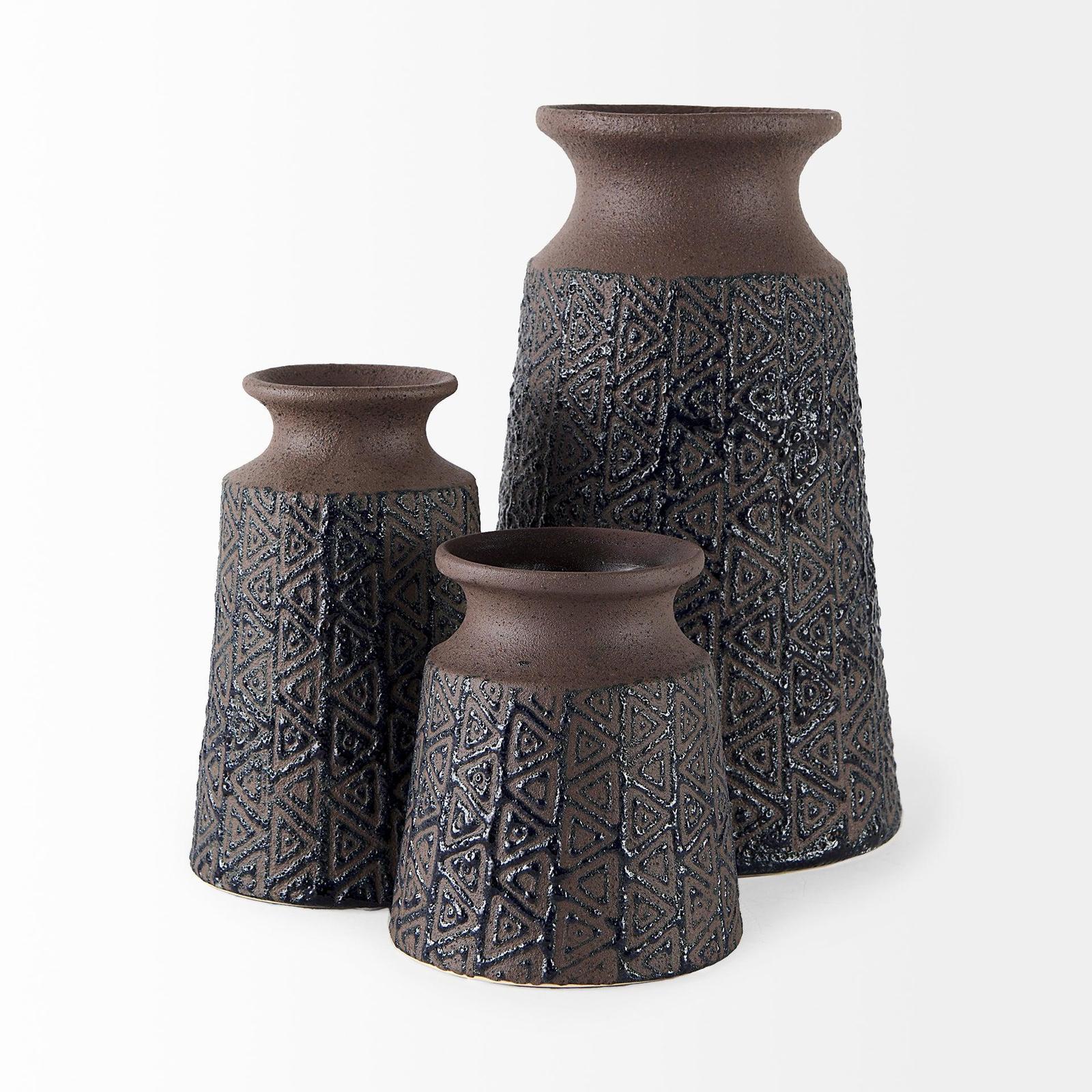Mercana Sefina Brown/Black Patterned Ceramic Vase