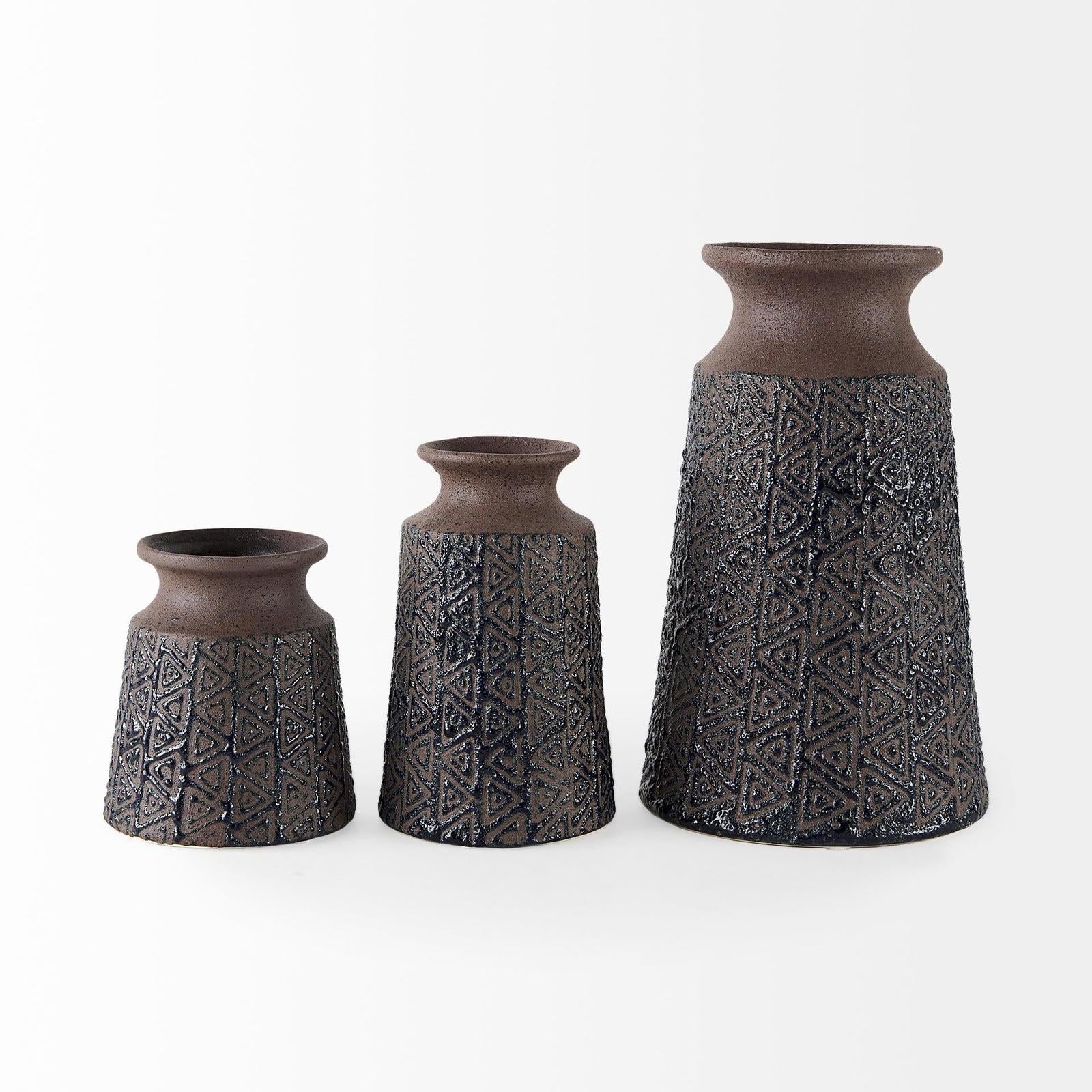 Mercana Sefina Brown/Black Patterned Ceramic Vase