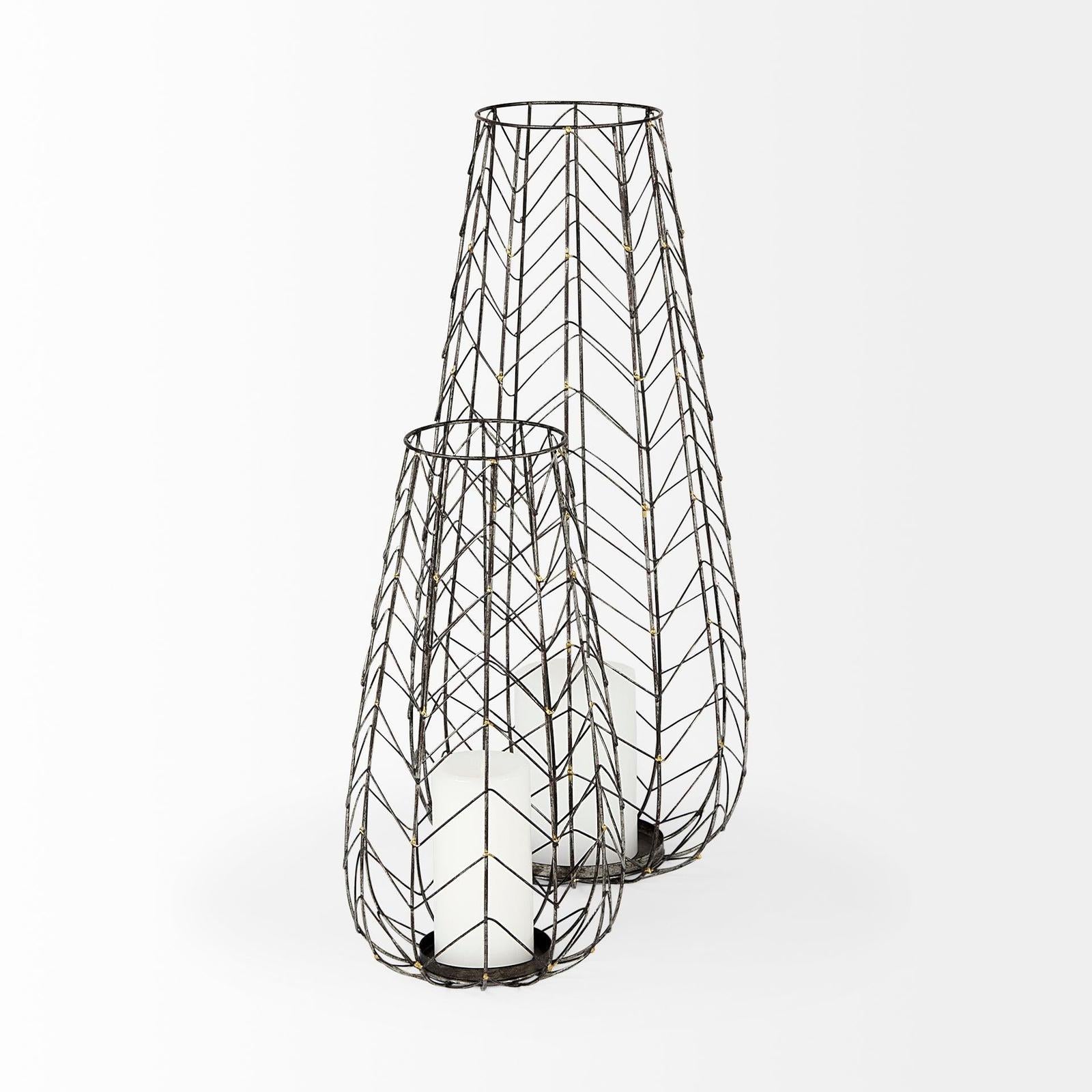 Mercana Petiole Gold Toned Metal Table Candle Holder Clearance