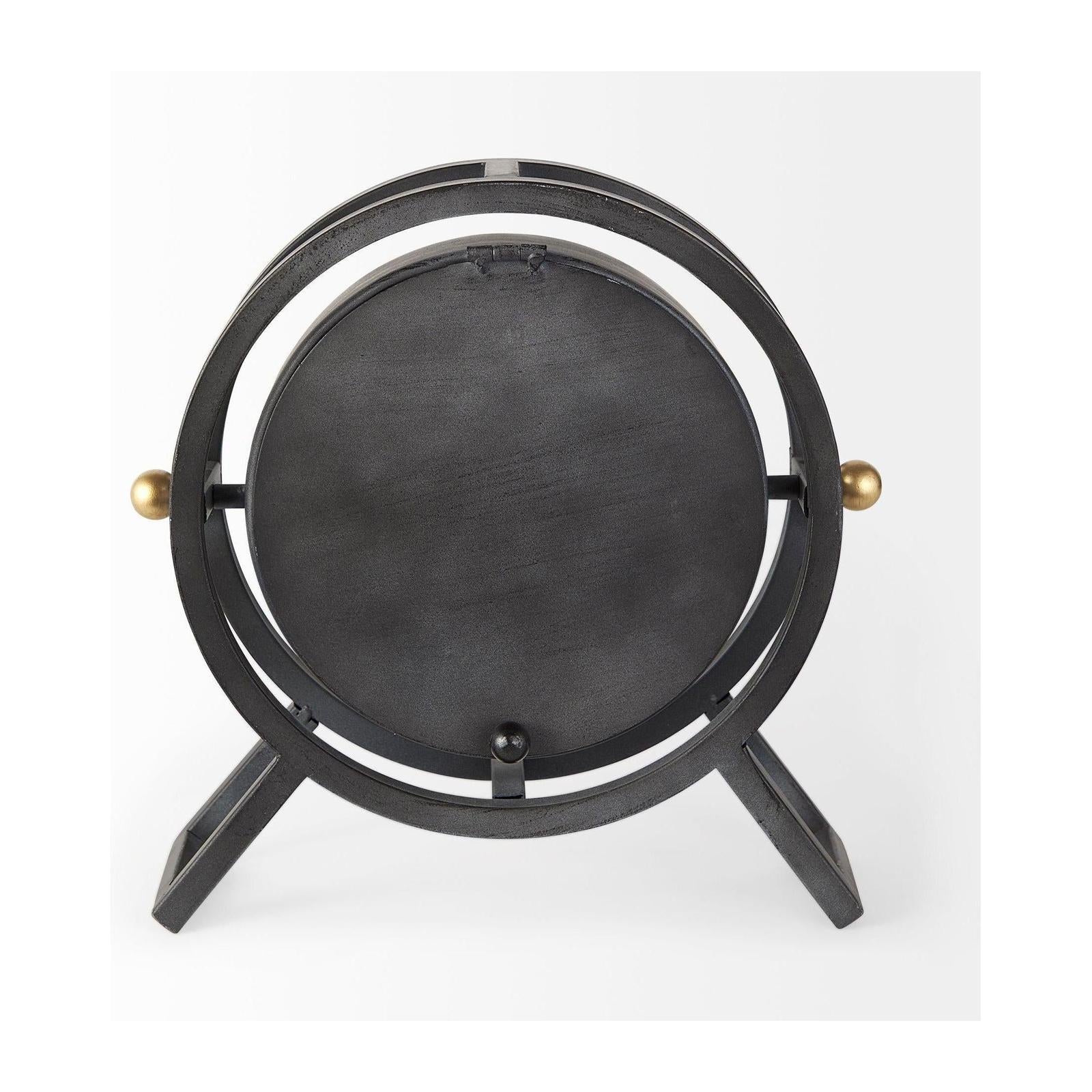 Mercana Gaston Gray Metal Circular Table Clock