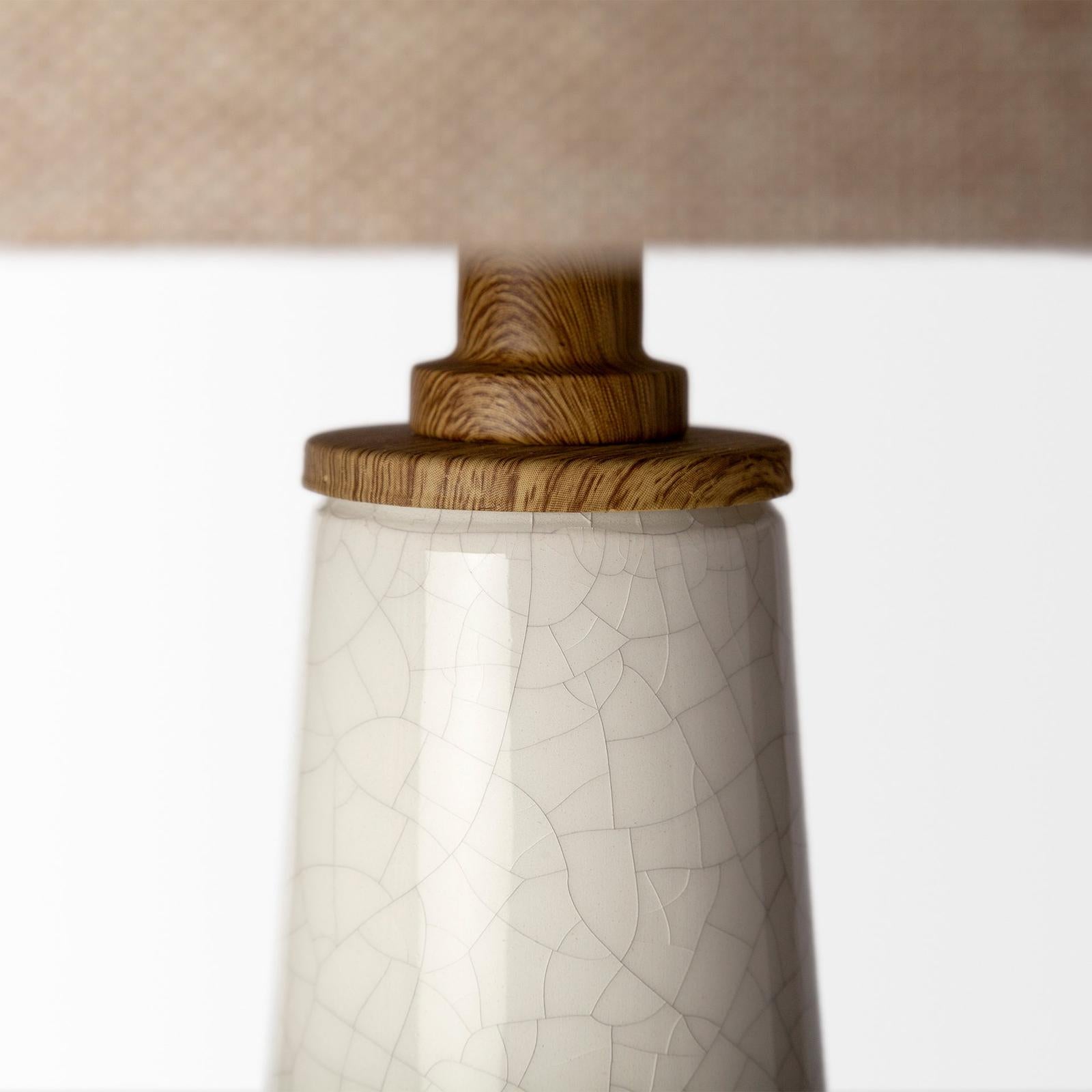 Mercana Rebecca White Crackled Ceramic Base Wood Accent Table Lamp