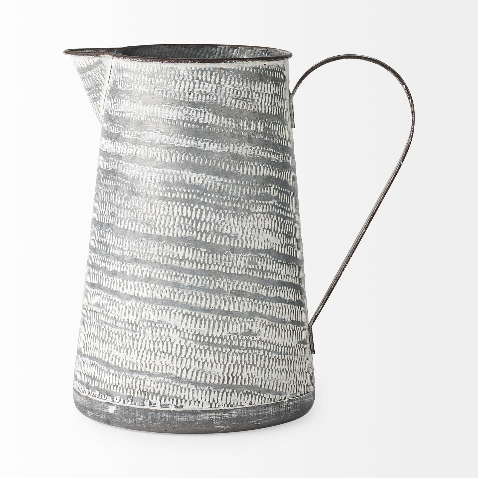 Mercana Serena Small Gray/White Textured Metal Jug Clearance