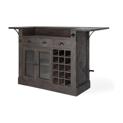 Mercana Cheers Dark Brown Solid Wood Wine Bottle Storage Kitchen Island Clearance