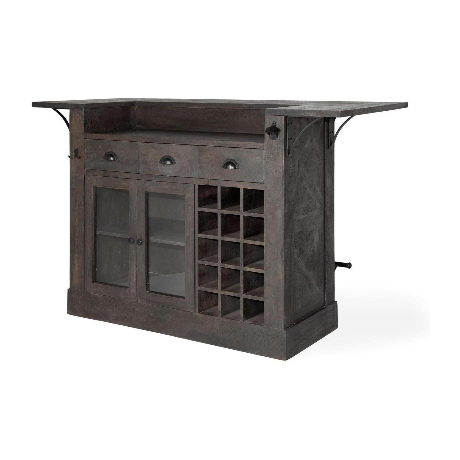 Mercana Cheers Dark Brown Solid Wood Wine Bottle Storage Kitchen Island Clearance