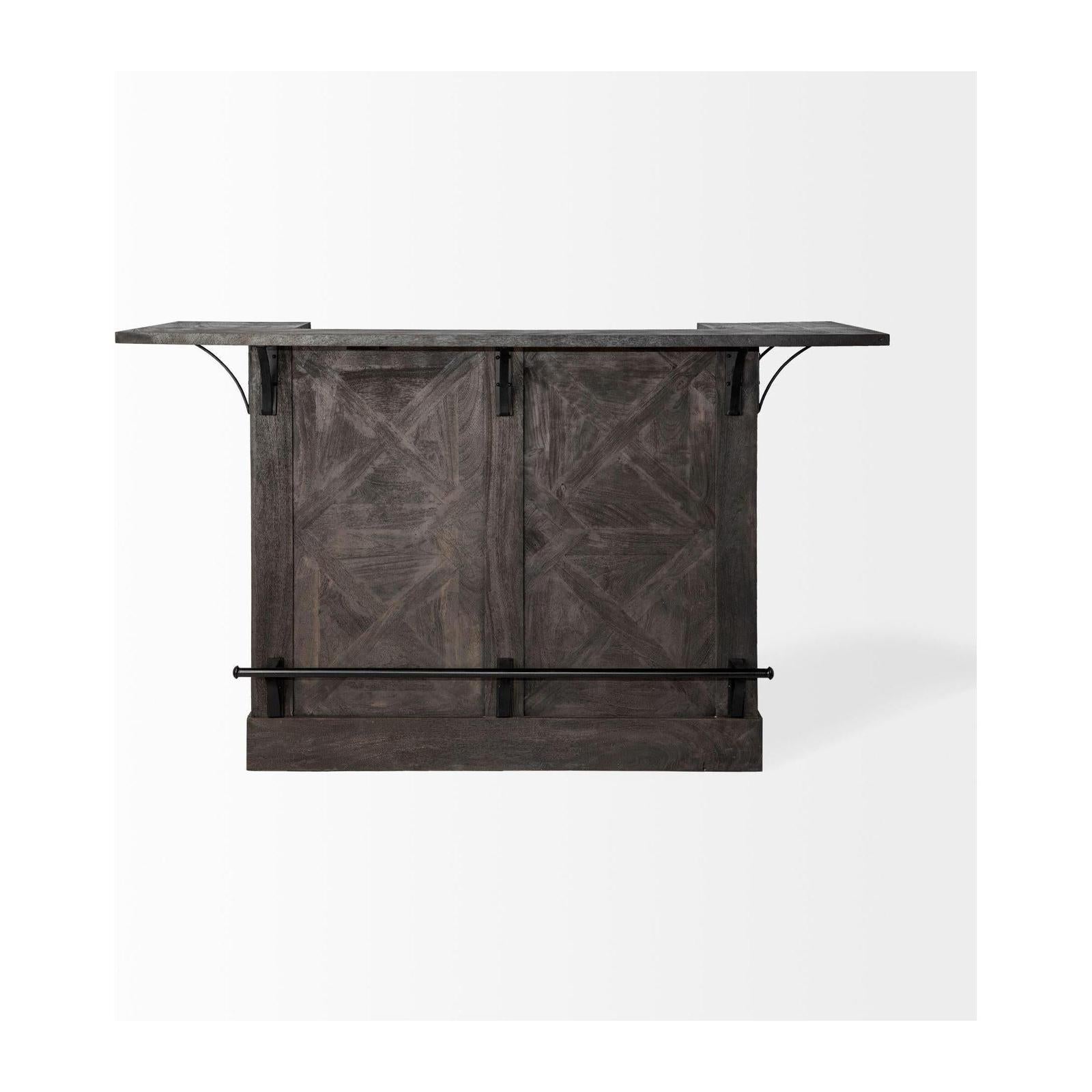 Mercana Cheers Dark Brown Solid Wood Wine Bottle Storage Kitchen Island Clearance