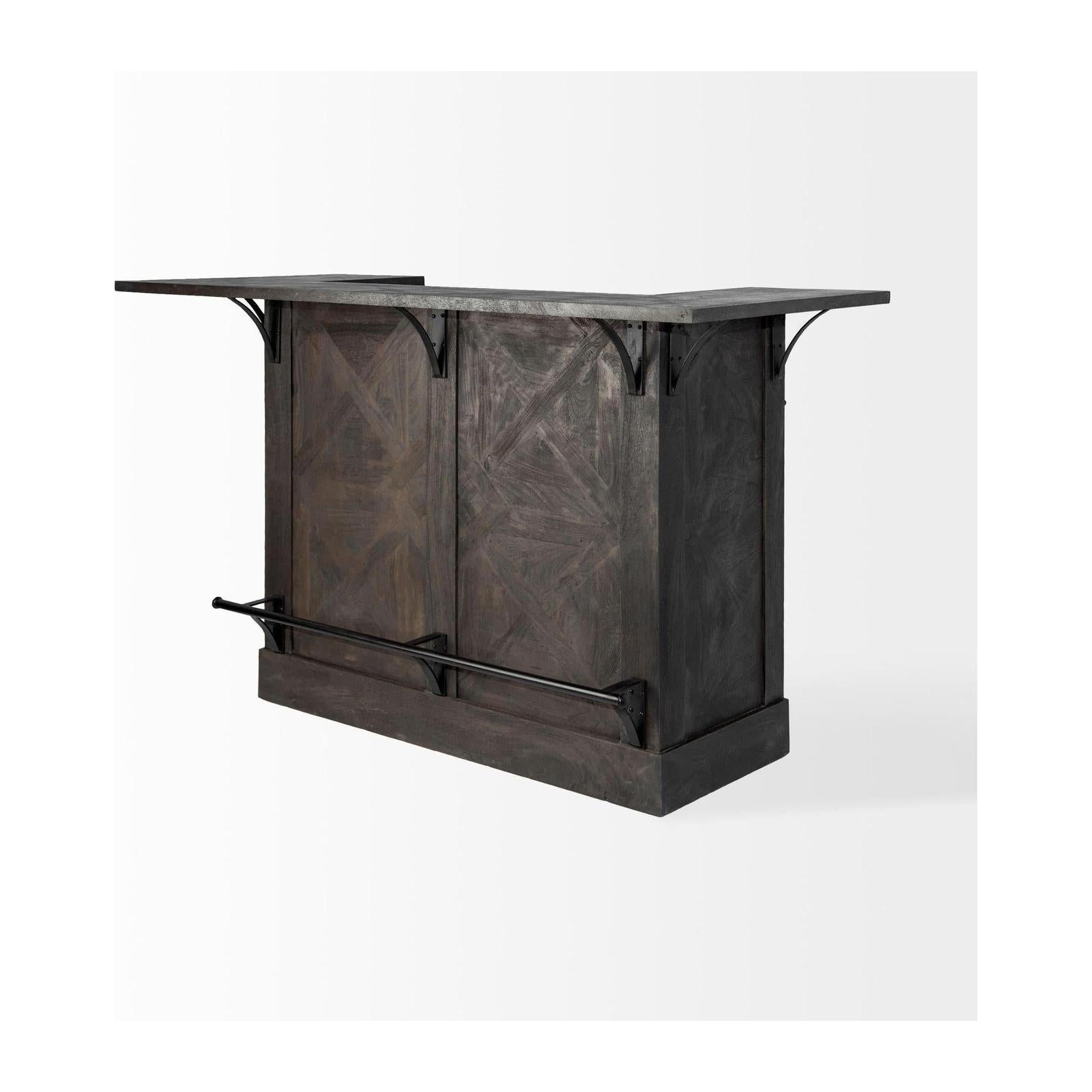 Mercana Cheers Dark Brown Solid Wood Wine Bottle Storage Kitchen Island Clearance