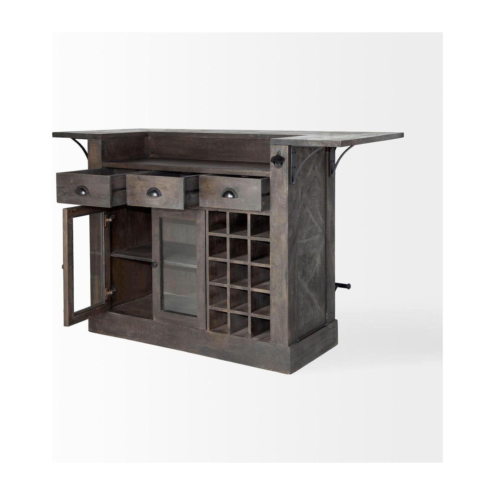 Mercana Cheers Dark Brown Solid Wood Wine Bottle Storage Kitchen Island Clearance