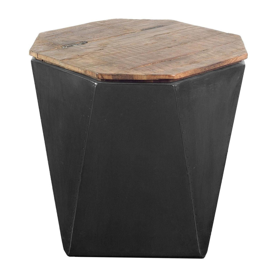 Mercana Esagono Octagonal Reclaimed Wood End/Side Table w/ Storage Clearance