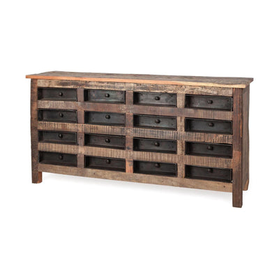 Mercana Wilton Reclaimed Wood and Metal 16 Drawer Sideboard