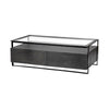 Mercana Vidro Rectangular Glass Top Black Solid Wood Drawers & Black Frame Coffee Table Clearance
