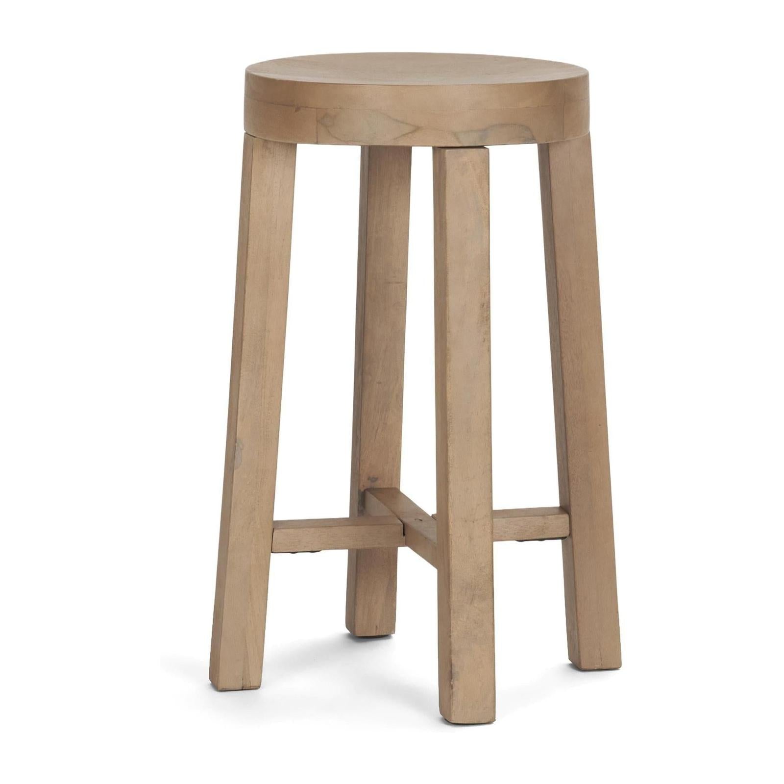Mercana Brahma White Washed Wood Stool