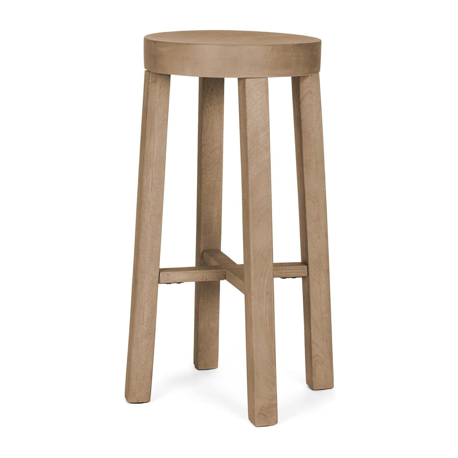 Mercana Brahma White Washed Wood Stool
