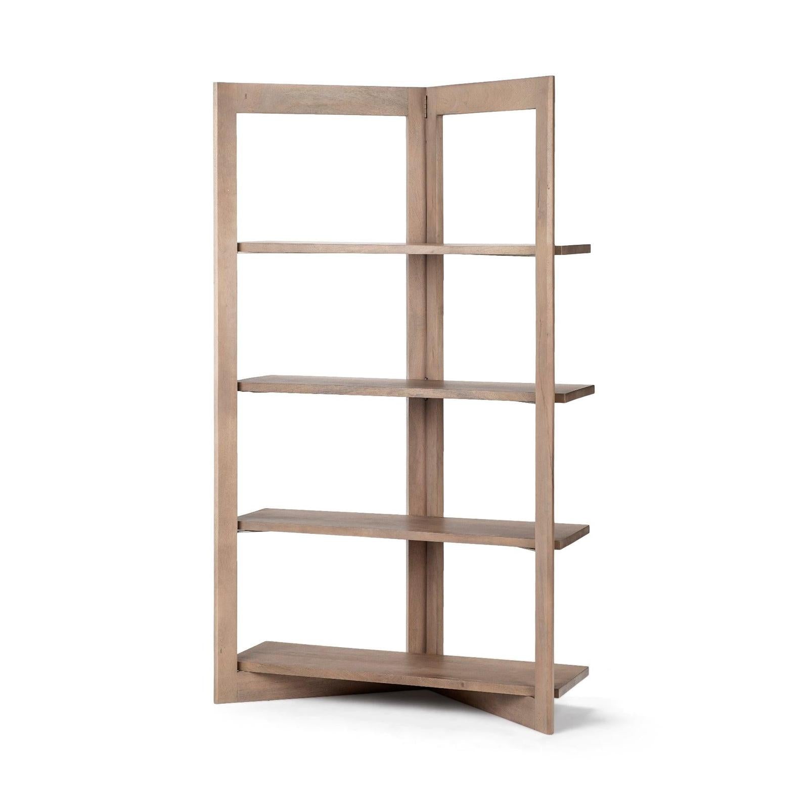 Mercana Turnbull Light Brown Wood Four Shelf Shelving Unit