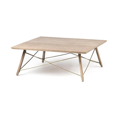 Mercana Kirby Brown Solid Wood Top & Legs w/Metal Bracing Coffee Table