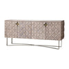 Mercana Excelsior Solid Wood Gold Metal Base 4 Cabinet Door SideBoard