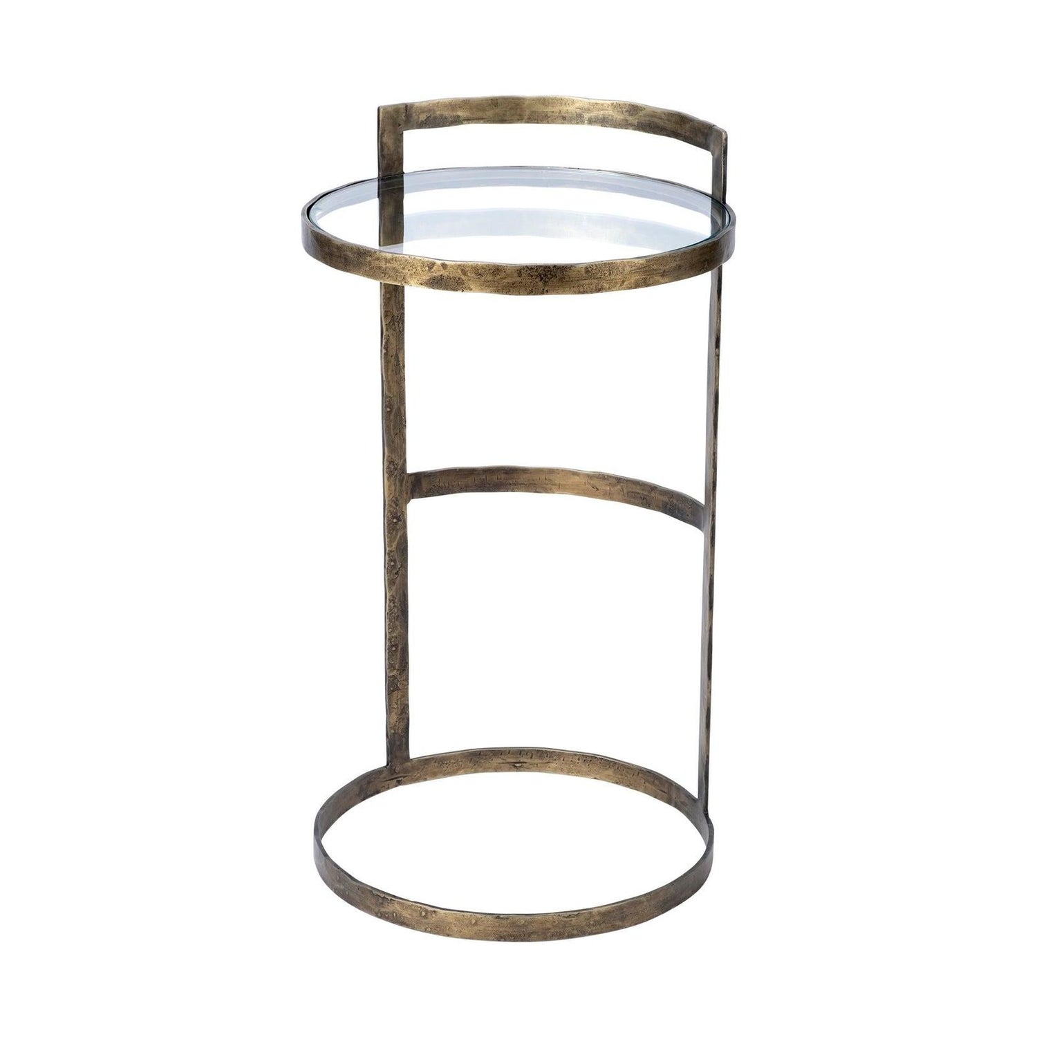 Mercana Reimer Gold Round Glass Top W/Metal Frame Accent Table