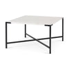 Mercana Lucas White Marble Top Black Metal Base Coffee Table
