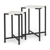 Mercana Lucas White Marble W/Black Iron Frame Accent Tables- Set of 2