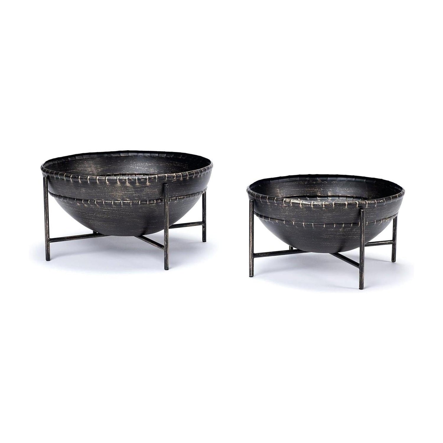 Mercana Cauldron Brown Metal Bowls- Set of 2