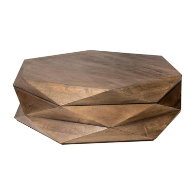 Mercana Arreto Hexagonal Hinged Solid Wood Top and Base Coffee Table
