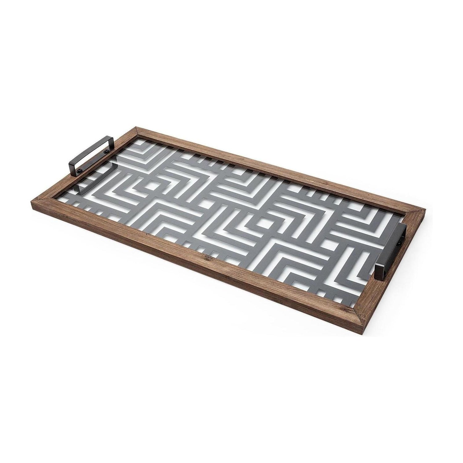 Mercana Fantuz Gray Meta Wood and Glass Serving Tray