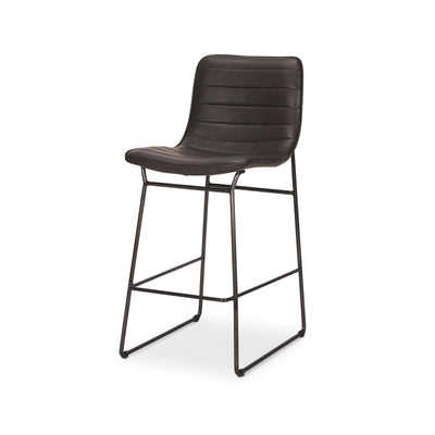 Mercana Meritt 37"H Black Faux-Leather Seat W/ Black Metal Frame Stool Clearance