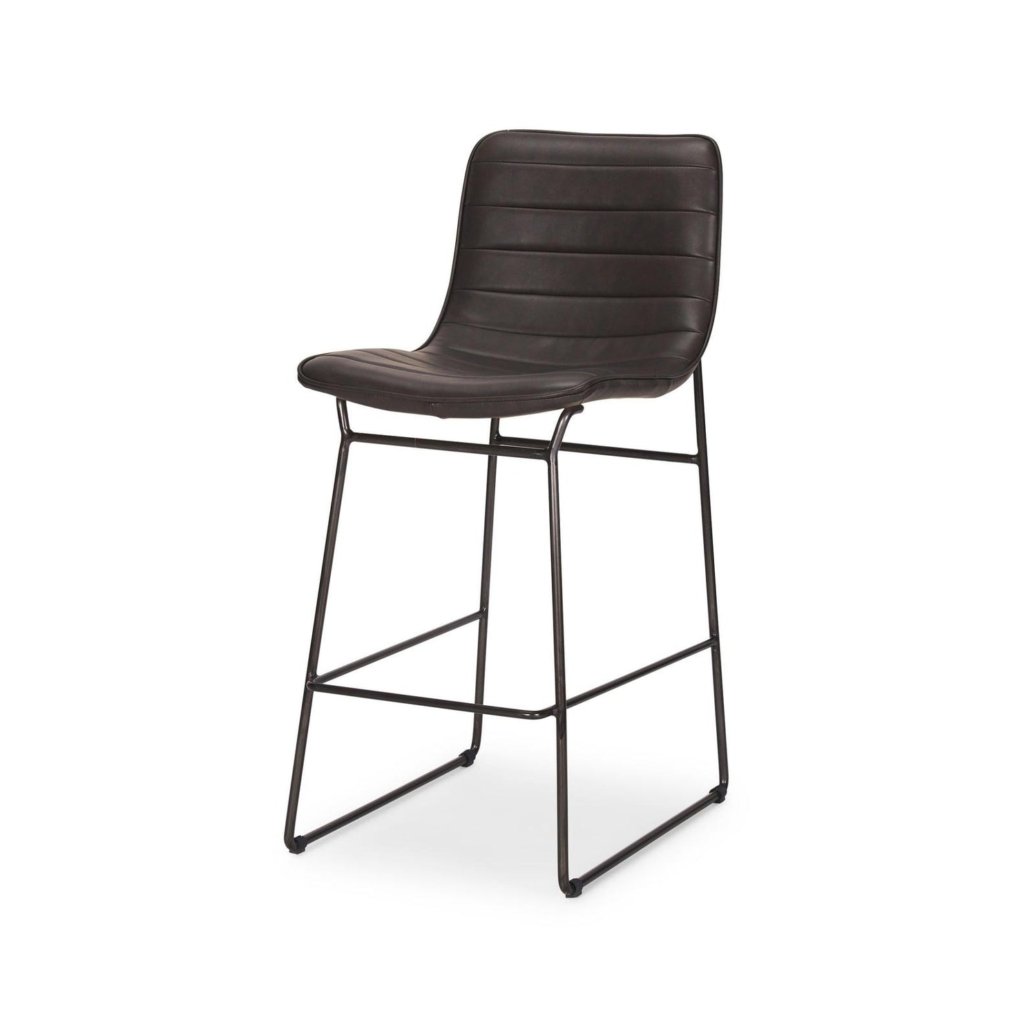 Mercana Meritt 37"H Black Faux-Leather Seat W/ Black Metal Frame Stool Clearance