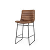 Mercana Meritt Brown Leather Seat Black Metal Frame Stool