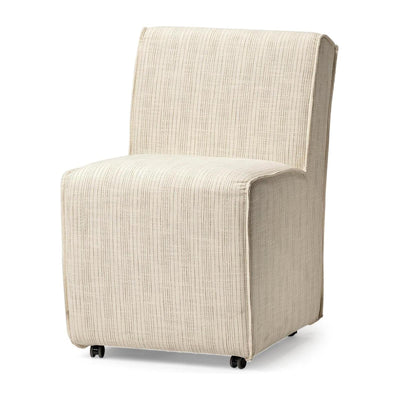 Mercana Damon Fully Upholstered Cream-Toned Fabric Dining Chair on Casters Clearance
