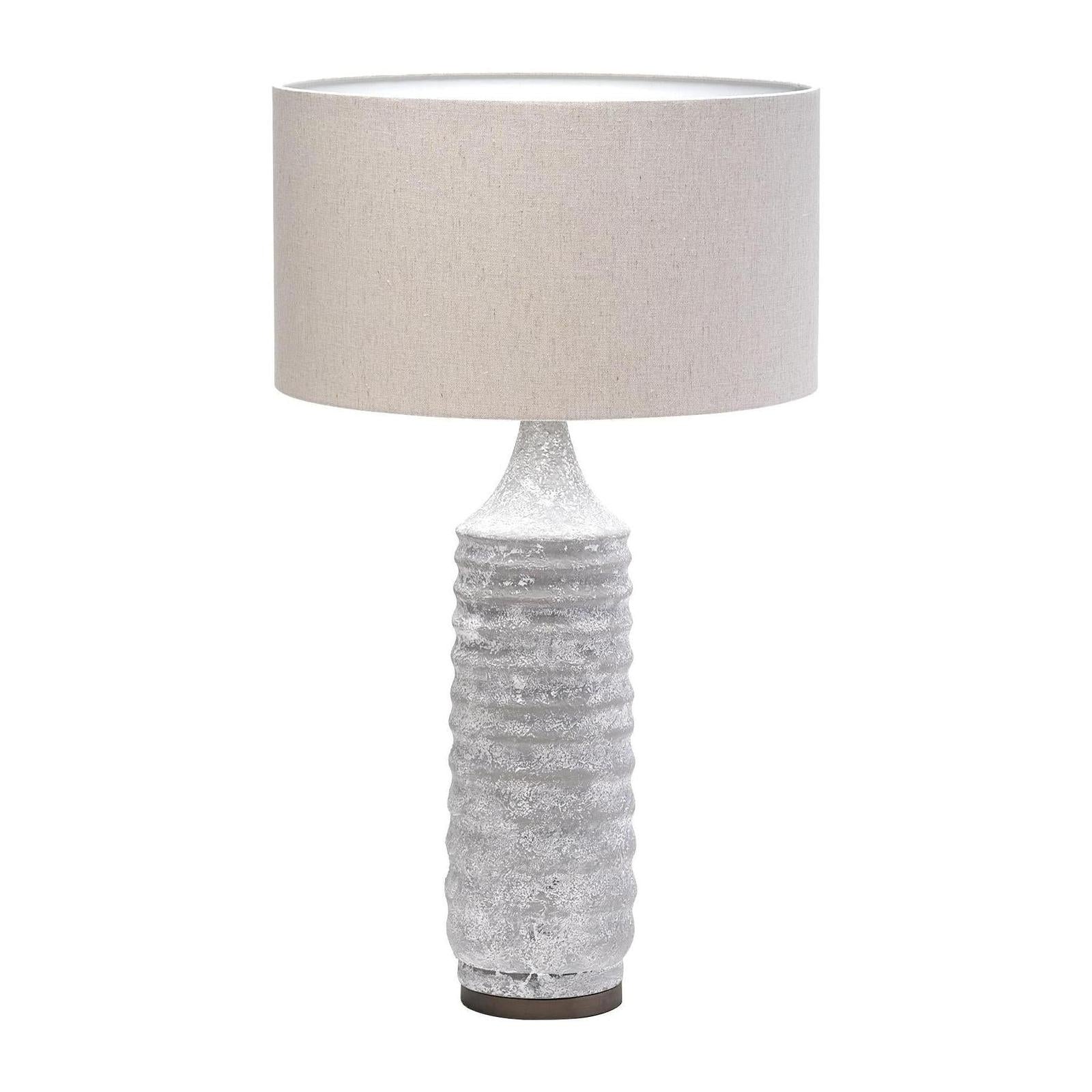 Mercana Harlan Beige-Toned Fabric Shade Gray Concrete Base Table Lamp