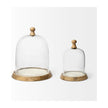 Mercana Campana Small Wooden/White Marble Base Glass Cloche